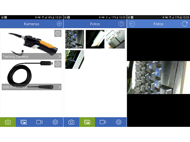 ; Endoskopkameras (HD, mit Monitor), WLAN-HD-Endoskopkameras für iOS- & Android-Smartphones 